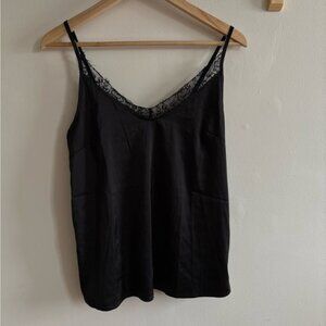 Womance Black Satin & Lace Cami – Size Small